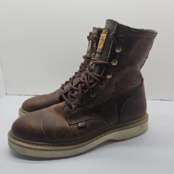 Justin Other - Justin Mens Original 9” Brown Leather Work Boots Axe Wedge Heel Size 11 M WK908